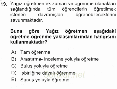 Öğretim İlke Ve Yöntemleri 2015 - 2016 Ara Sınavı 19.Soru
