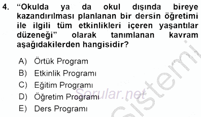 Öğretim İlke Ve Yöntemleri 2015 - 2016 Ara Sınavı 4.Soru