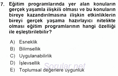 Öğretim İlke Ve Yöntemleri 2015 - 2016 Ara Sınavı 7.Soru