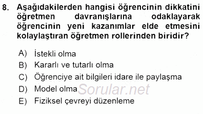 Öğretim İlke Ve Yöntemleri 2015 - 2016 Ara Sınavı 8.Soru