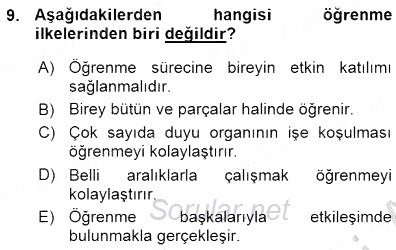 Öğretim İlke Ve Yöntemleri 2015 - 2016 Ara Sınavı 9.Soru