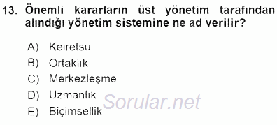 Uluslararası İşletmecilik 2015 - 2016 Ara Sınavı 13.Soru