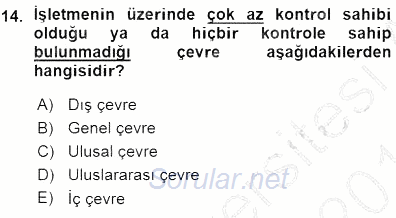 Uluslararası İşletmecilik 2015 - 2016 Ara Sınavı 14.Soru