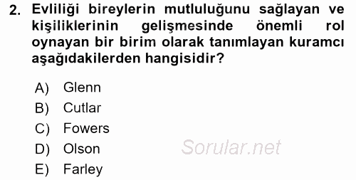 Toplumsal Yaşamda Aile 2017 - 2018 Ara Sınavı 2.Soru
