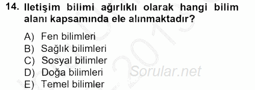 İletişim Araştırmaları 2012 - 2013 Ara Sınavı 14.Soru