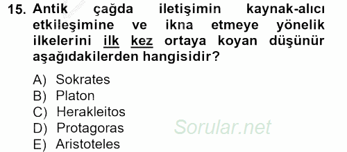 İletişim Araştırmaları 2012 - 2013 Ara Sınavı 15.Soru