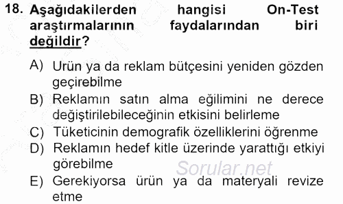 İletişim Araştırmaları 2012 - 2013 Ara Sınavı 18.Soru