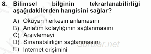 İletişim Araştırmaları 2012 - 2013 Ara Sınavı 8.Soru