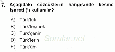 Mesleki Yazışmalar 2015 - 2016 Ara Sınavı 7.Soru