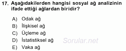 Uluslararası İlişkilerde Araştırma Yöntemleri 2015 - 2016 Dönem Sonu Sınavı 17.Soru