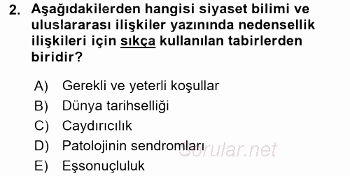 Uluslararası İlişkilerde Araştırma Yöntemleri 2015 - 2016 Dönem Sonu Sınavı 2.Soru