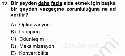 İktisada Giriş 2 2014 - 2015 Ara Sınavı 12.Soru