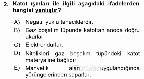 Genel Kimya 1 2017 - 2018 Ara Sınavı 2.Soru