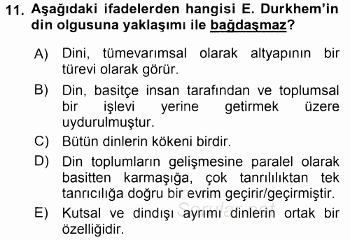 Sosyal Bilimlerde Temel Kavramlar 2016 - 2017 Ara Sınavı 11.Soru