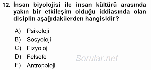 Sosyal Bilimlerde Temel Kavramlar 2016 - 2017 Ara Sınavı 12.Soru