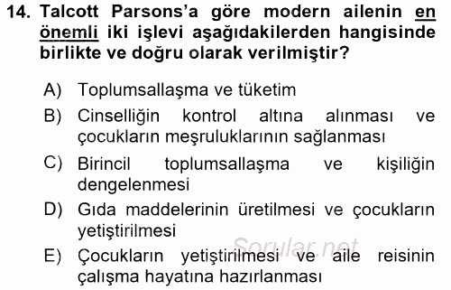 Sosyal Bilimlerde Temel Kavramlar 2016 - 2017 Ara Sınavı 14.Soru