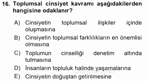 Sosyal Bilimlerde Temel Kavramlar 2016 - 2017 Ara Sınavı 16.Soru