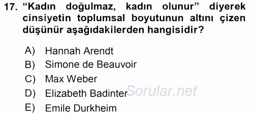 Sosyal Bilimlerde Temel Kavramlar 2016 - 2017 Ara Sınavı 17.Soru