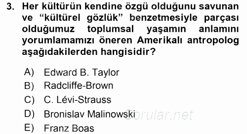 Sosyal Bilimlerde Temel Kavramlar 2016 - 2017 Ara Sınavı 3.Soru