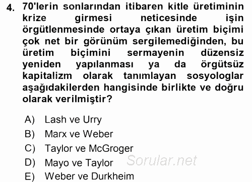 Sosyal Bilimlerde Temel Kavramlar 2016 - 2017 Ara Sınavı 4.Soru