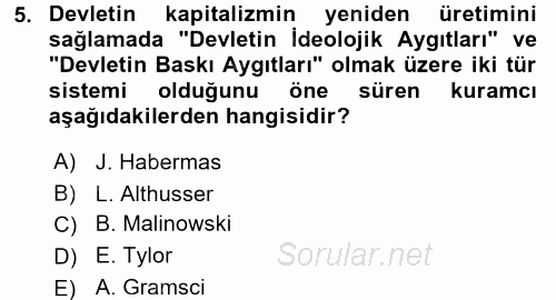 Sosyal Bilimlerde Temel Kavramlar 2016 - 2017 Ara Sınavı 5.Soru