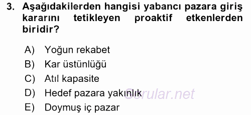 Uluslararası İşletmecilik 2016 - 2017 Dönem Sonu Sınavı 3.Soru