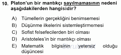 Mantığın Gelişimi 2015 - 2016 Tek Ders Sınavı 10.Soru