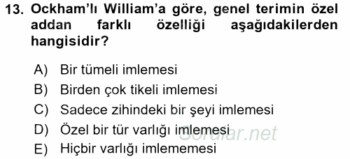 Mantığın Gelişimi 2015 - 2016 Tek Ders Sınavı 13.Soru