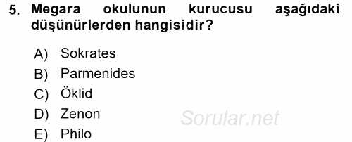 Mantığın Gelişimi 2015 - 2016 Tek Ders Sınavı 5.Soru