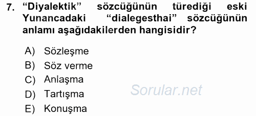 Mantığın Gelişimi 2015 - 2016 Tek Ders Sınavı 7.Soru