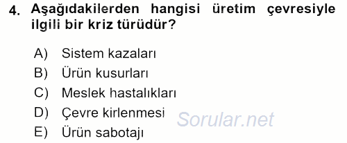 Kriz İletişimi Ve Yönetimi 2017 - 2018 3 Ders Sınavı 4.Soru