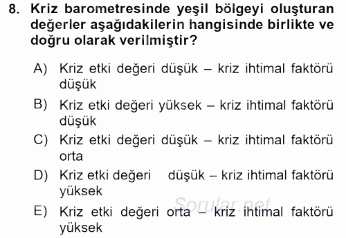 Kriz İletişimi Ve Yönetimi 2017 - 2018 3 Ders Sınavı 8.Soru