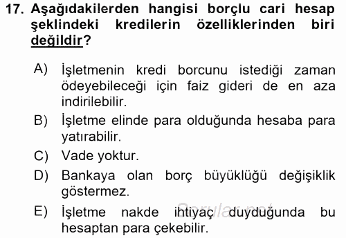 Genel Muhasebe 2 2017 - 2018 3 Ders Sınavı 17.Soru