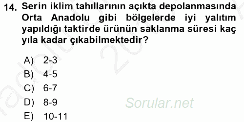 Tarla Bitkileri 1 2016 - 2017 Ara Sınavı 14.Soru