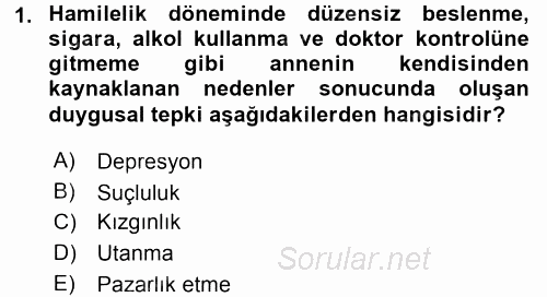 Özel Gereksinimli Bireyler ve Bakım Hizmetleri 2015 - 2016 Tek Ders Sınavı 1.Soru