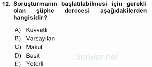 Ceza Muhakemesi Hukuku 2015 - 2016 Dönem Sonu Sınavı 12.Soru