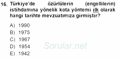 Sosyal Politika 2014 - 2015 Dönem Sonu Sınavı 16.Soru