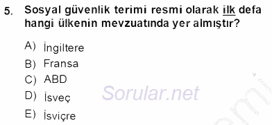 Sosyal Politika 2014 - 2015 Dönem Sonu Sınavı 5.Soru