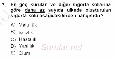 Sosyal Politika 2014 - 2015 Dönem Sonu Sınavı 7.Soru