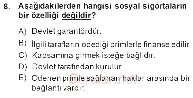 Sosyal Politika 2014 - 2015 Dönem Sonu Sınavı 8.Soru