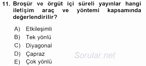 İş ve Yaşamda Motivasyon 2016 - 2017 Ara Sınavı 11.Soru