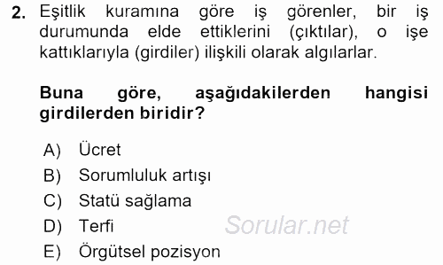 İş ve Yaşamda Motivasyon 2016 - 2017 Ara Sınavı 2.Soru