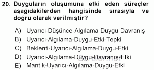 İş ve Yaşamda Motivasyon 2016 - 2017 Ara Sınavı 20.Soru