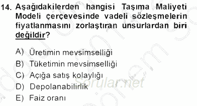 Borsaların Yapısı ve İşleyişi 2014 - 2015 Dönem Sonu Sınavı 14.Soru