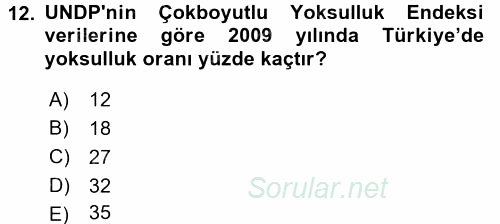 Çevre Sosyolojisi 2015 - 2016 Dönem Sonu Sınavı 12.Soru
