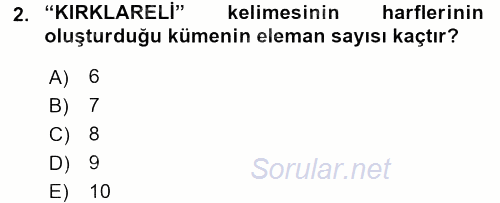 Genel Matematik 2017 - 2018 3 Ders Sınavı 2.Soru