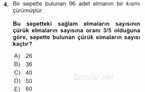 Genel Matematik 2017 - 2018 3 Ders Sınavı 4.Soru