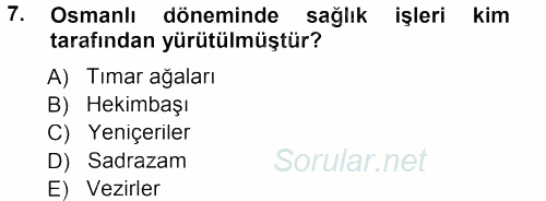 Sağlık Kurumları Yönetimi 1 2013 - 2014 Tek Ders Sınavı 7.Soru