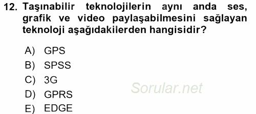 Temel Bilgi Teknolojileri 1 2017 - 2018 Dönem Sonu Sınavı 12.Soru