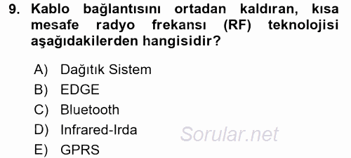 Temel Bilgi Teknolojileri 1 2017 - 2018 Dönem Sonu Sınavı 9.Soru